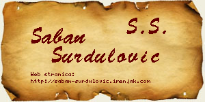 Šaban Surdulović vizit kartica